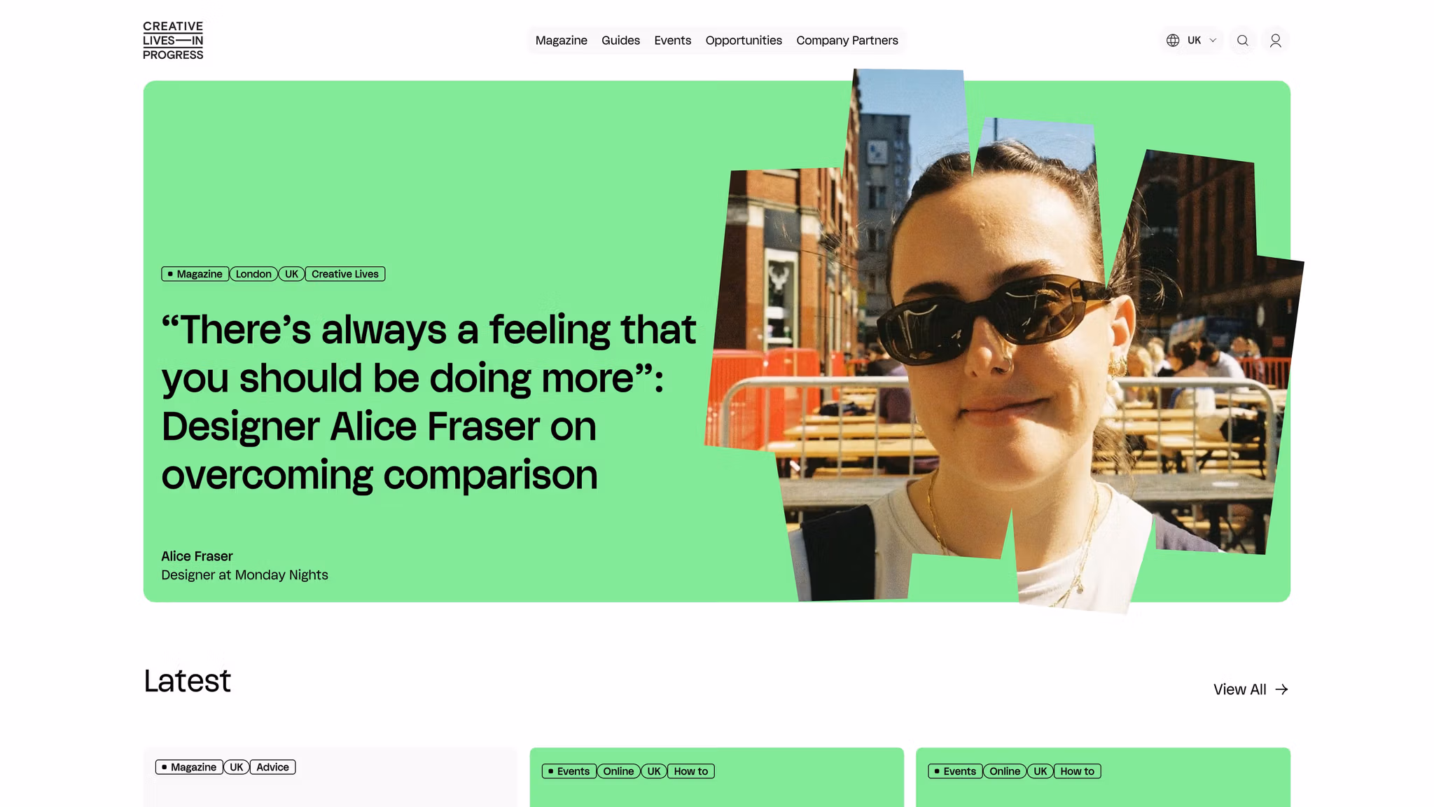 Creative Lives in Progress website built on The Content Architecture
